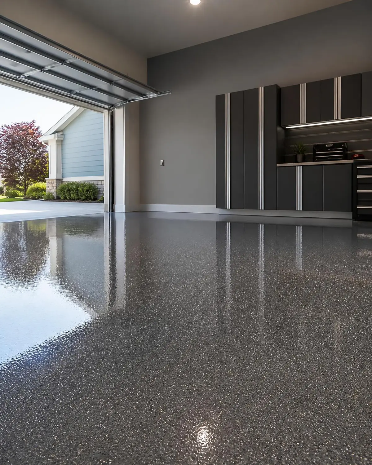 Professionally finished epoxy garage floor in Knoxville, Tennessee